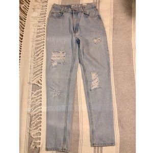 LA Blues Vintage High Rise slim fit 100% cotton jeans. Size 4. Distressed.